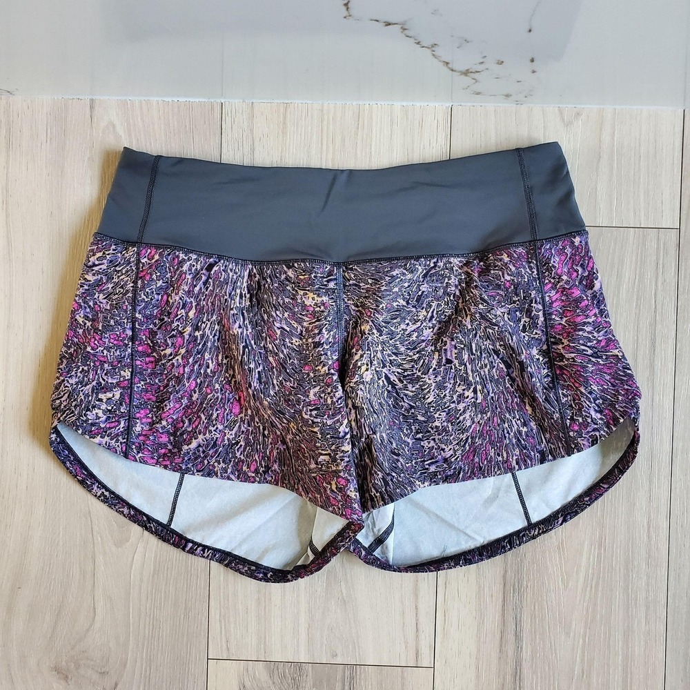 💜 Lululemon Speed Up Shorts Womens S 6 Tall Grey Topography Low Rise 2.5 💜